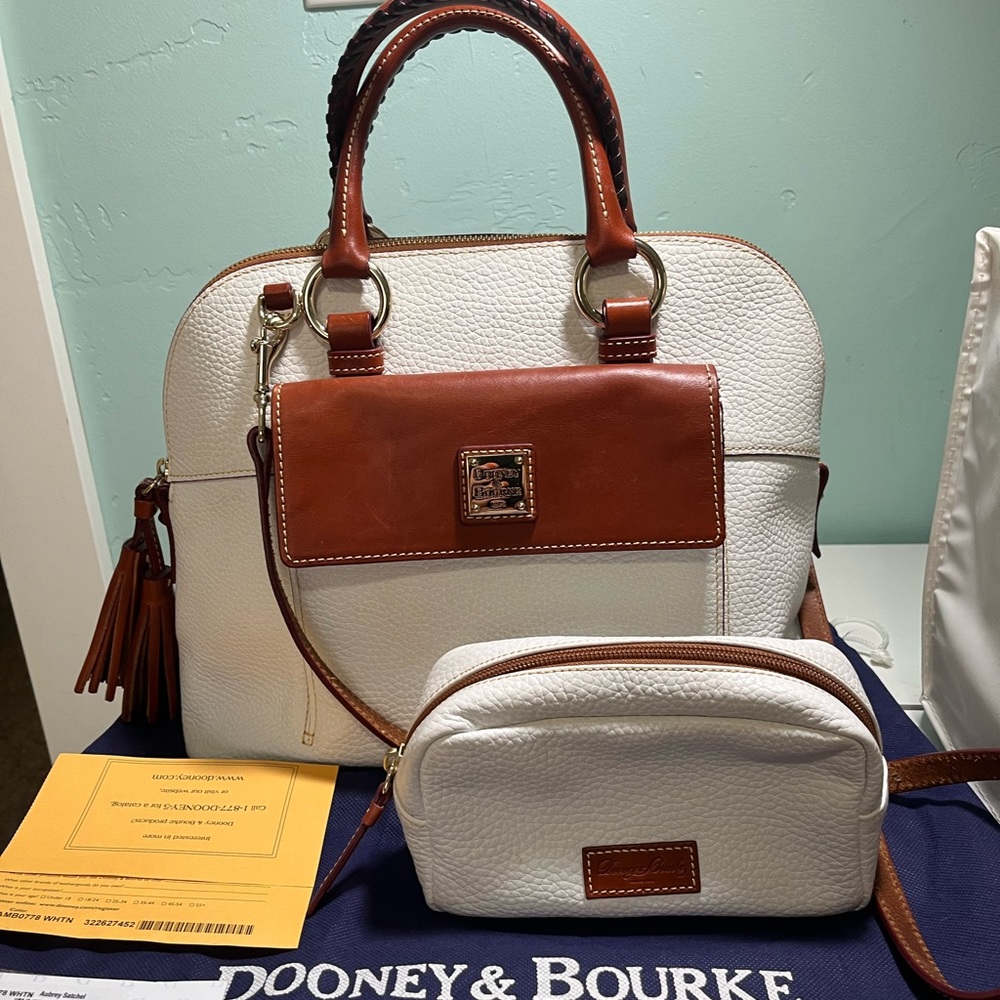 Dooney and Bourke Aubrey satchel white pebble leather